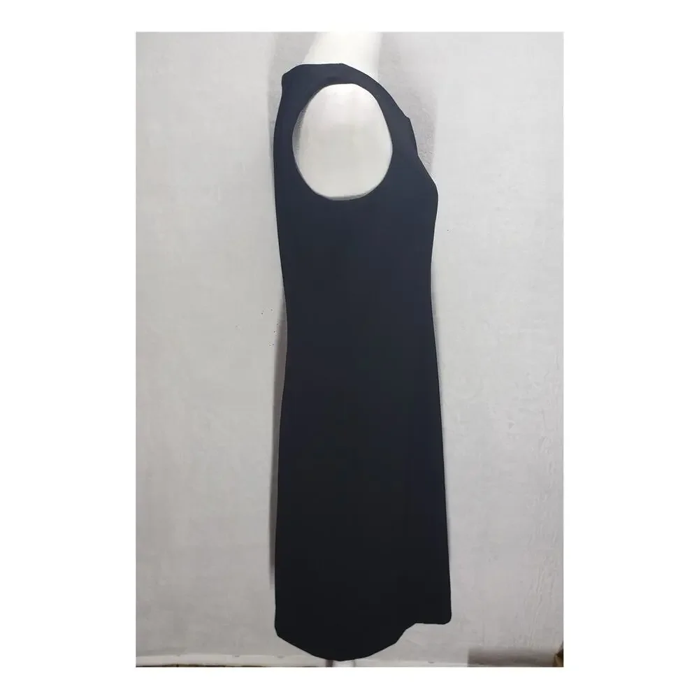 Danny & Nicole Black Sheath Dress Sz 12 Minimalist Y2K Corporate Chic Goth LBD